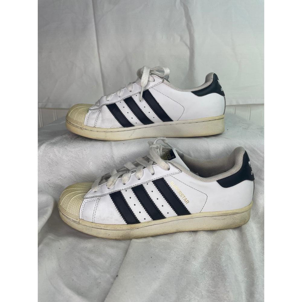 Adidas Superstar White Black Shell Toe Sneakers C77154 Mens 6.5 Womens 7.5